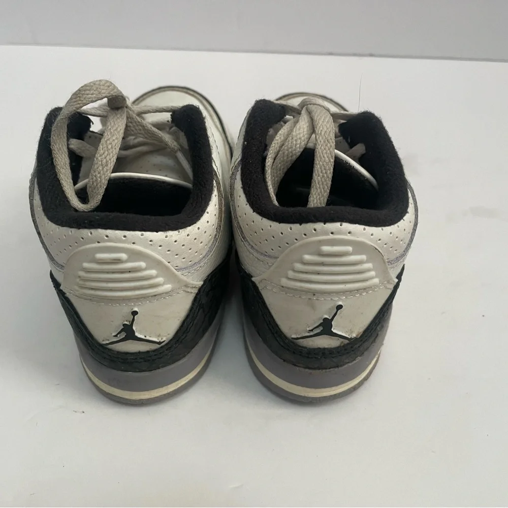 Nike Boys Air Jordan 3 Retro PS GS White Gray Leather Sneaker Shoes Size 10C